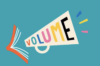 Logo for the Volume symposium, featuring a megaphone inside an open book