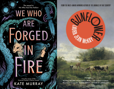 A combined image of the books We Who Are Forged in Fire and Gunflower