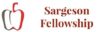 the Sargeson Fellowship logo, a stylised apple in red and grey with the words sargeson and fellowship in a dark red