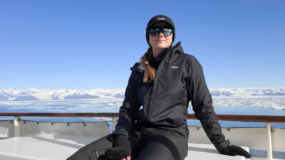 a portrait of Bri Lee in Antarctica
