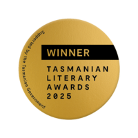 Tasmanian Literary Award winner logo – a gold circle with black text