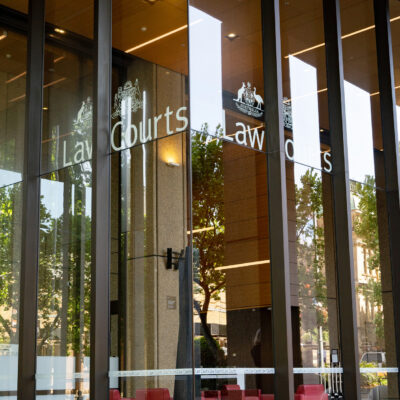 Front view of federal and state law building in Sydney, NSW