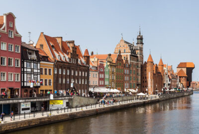 Photo of ols building fronting the river in Gdansk, Poland