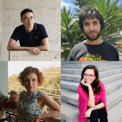 An image of author headshots. Included are Siang Lu, John Morrisey, Fiona Wright and Anita Heiss.