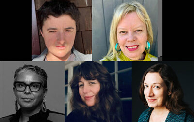 A collection if five headshots of the poets shortlisted for the 2026 Peter Porter Poetry Prize shortlist.