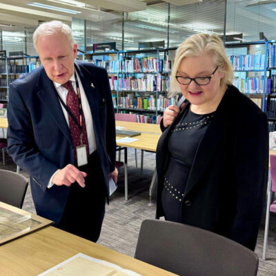 Baroness Twycross visiting Liverpool Central Library last month.