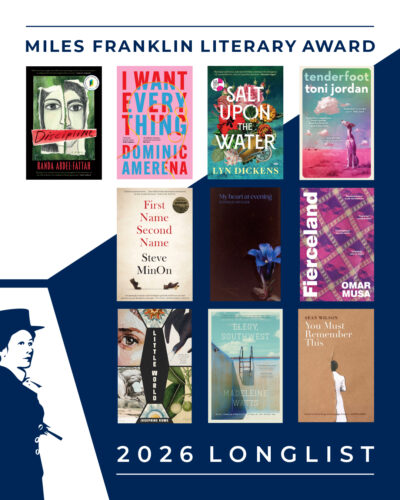 A graphic image including the covers of the titles longlisted for the 2026 Miles Franklin Literary Award