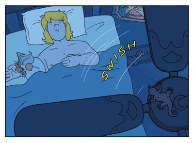 Illustration of a person in bed