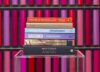 Photograph of shortlisted books in a stack