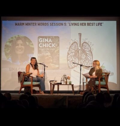 Gina Chick and Karen O'Sullivan on a stage